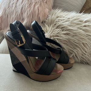 Burberry Brit Canvas Check Warlow 126 Wedge Sandal